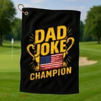 Dad Joke Champion Funny FatherS Day Dad Joke Golf Towel thumb 1