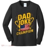 Dad Joke Champion Funny FatherS Day Dad Joke Kids Long Sleeve Shirt thumb 0
