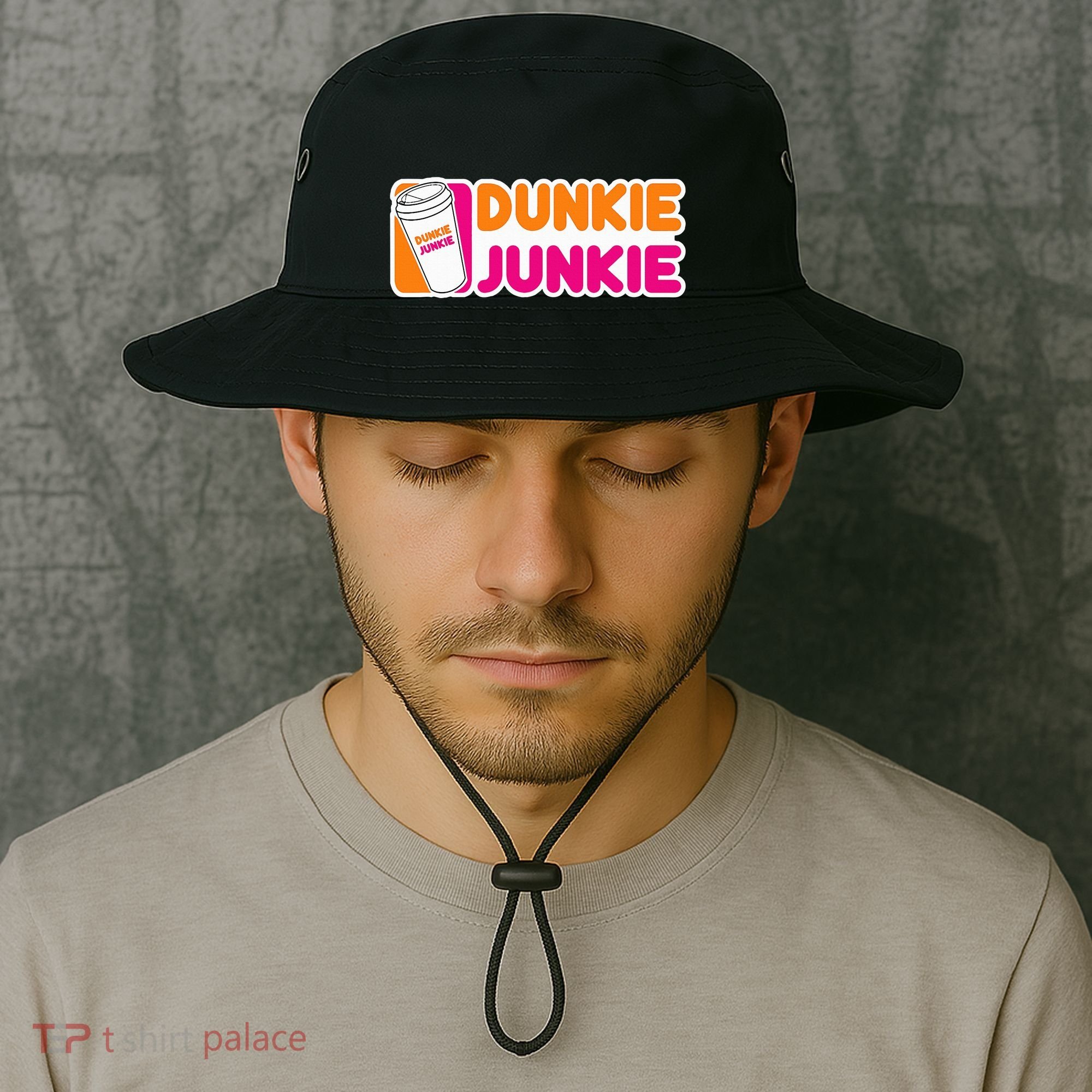 Dunkie Junkie Coffee Love Funny Coffee Saying Bucket Hat