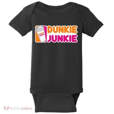 Dunkie Junkie Coffee Love Funny Coffee Saying Baby Bodysuit