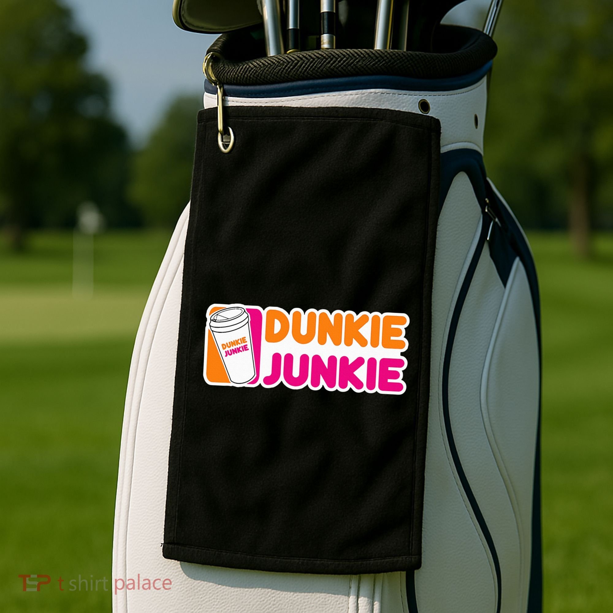 Dunkie Junkie Coffee Love Funny Coffee Saying Golf Towel