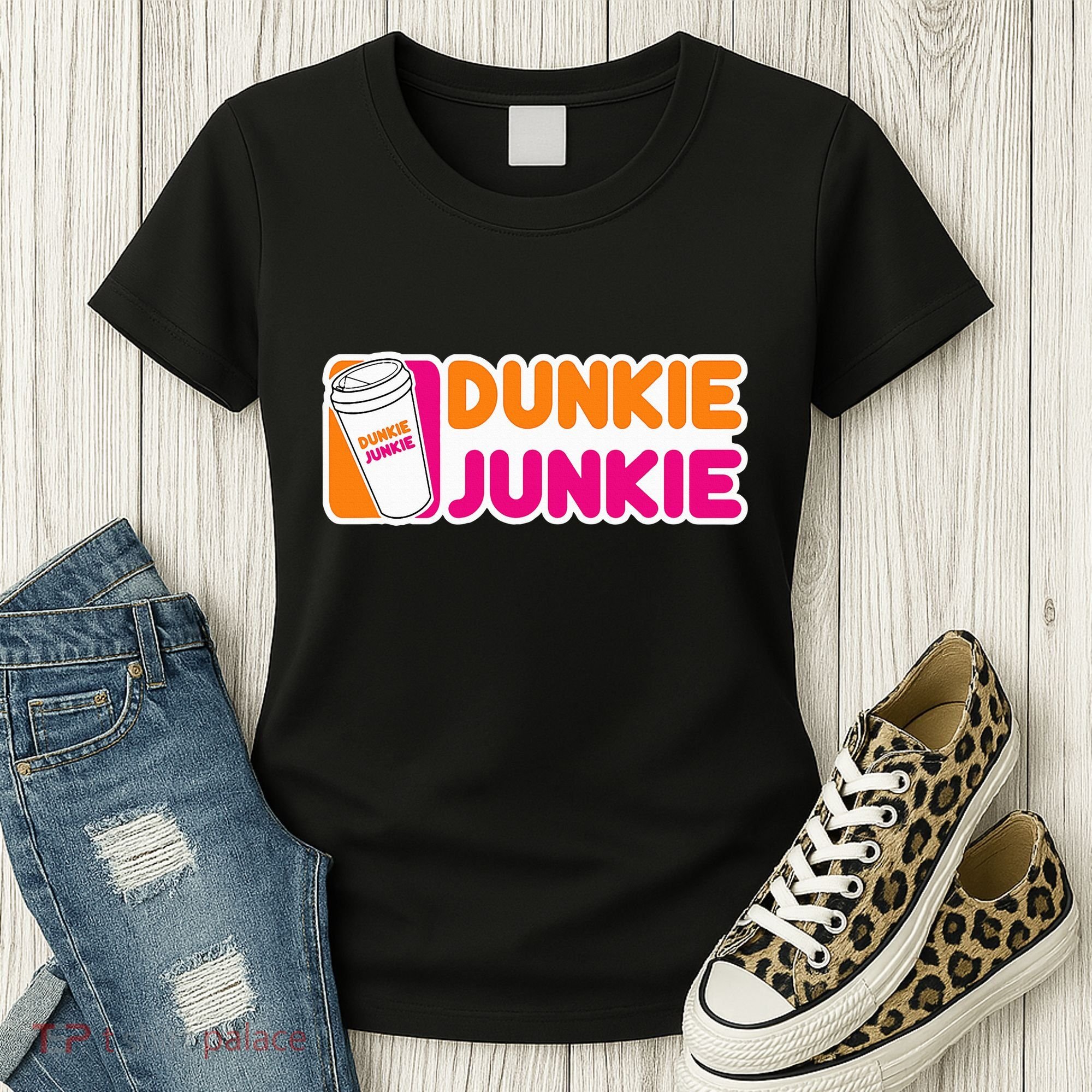 Dunkie Junkie Coffee Love Funny Coffee Saying Women's T-Shirt