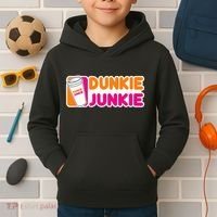 Dunkie Junkie Coffee Love Funny Coffee Saying Kids Hoodie thumb 2