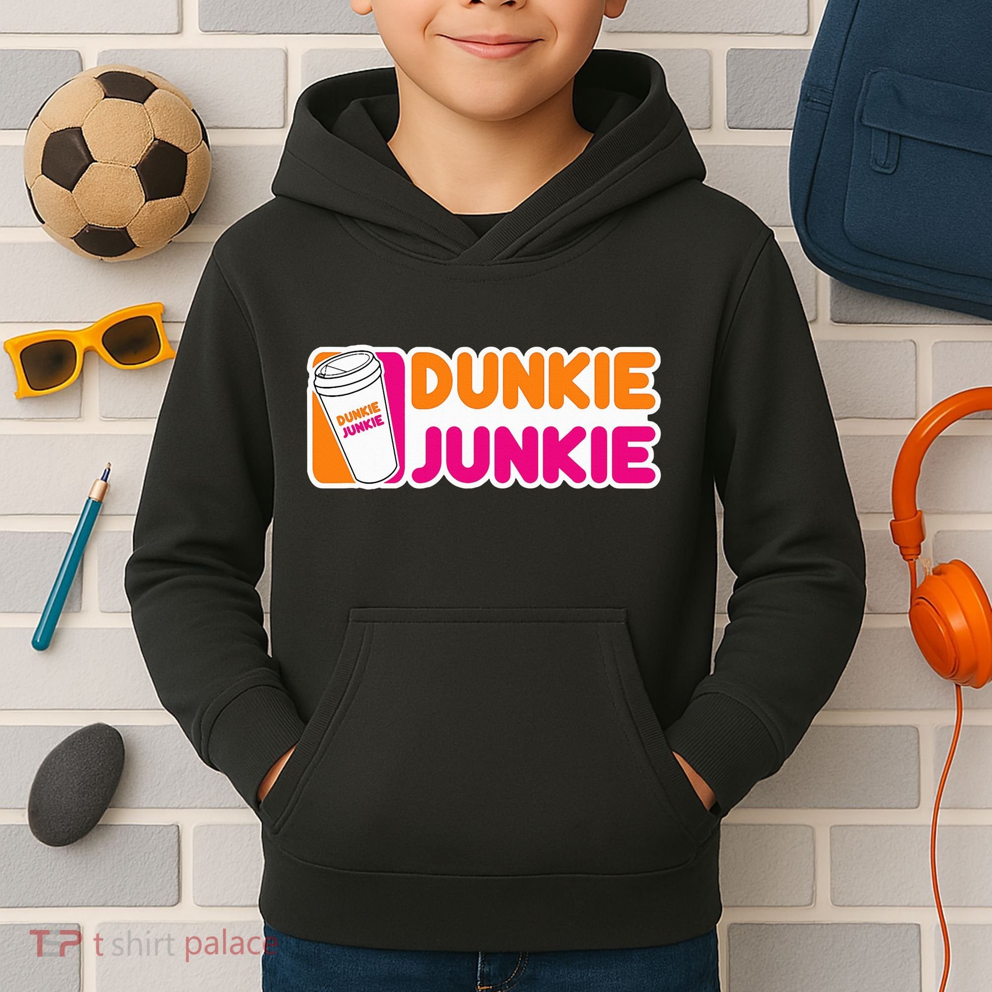Dunkie Junkie Coffee Love Funny Coffee Saying Kids Hoodie