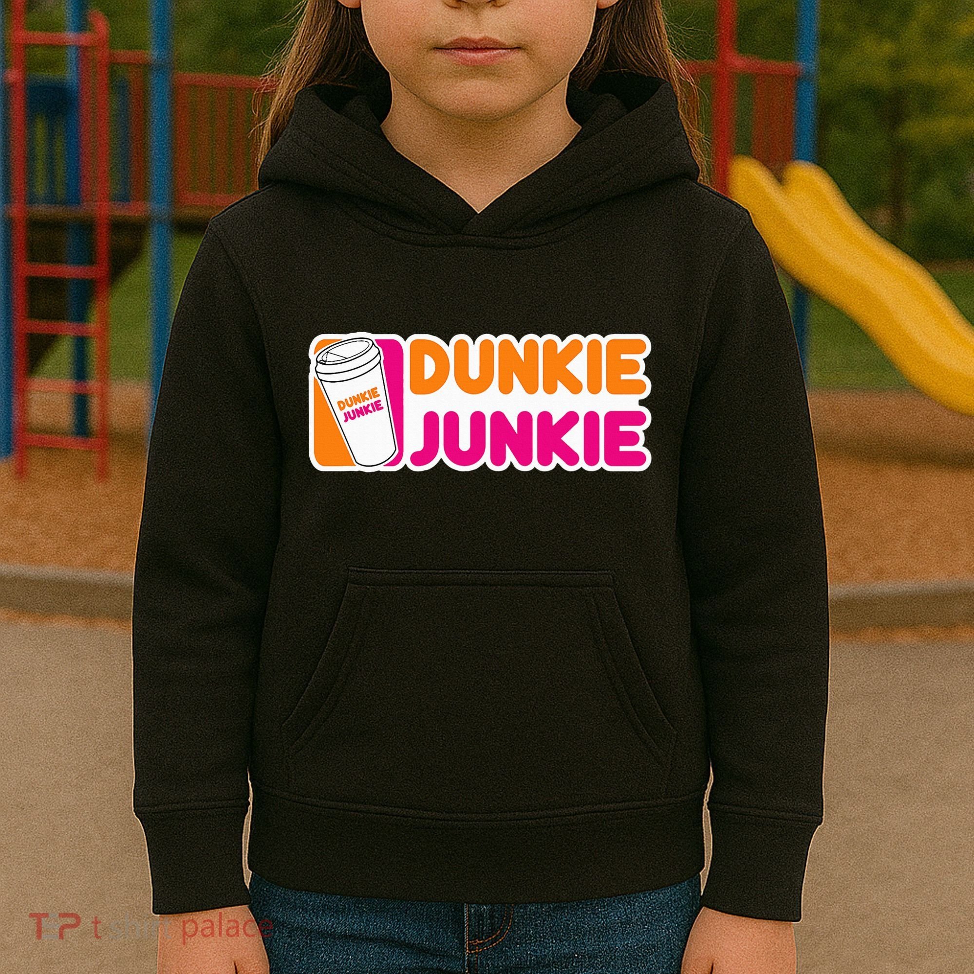 Dunkie Junkie Coffee Love Funny Coffee Saying Kids Hoodie