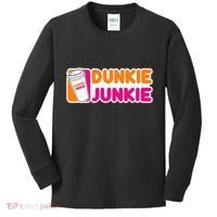 Dunkie Junkie Coffee Love Funny Coffee Saying Kids Long Sleeve Shirt thumb 0