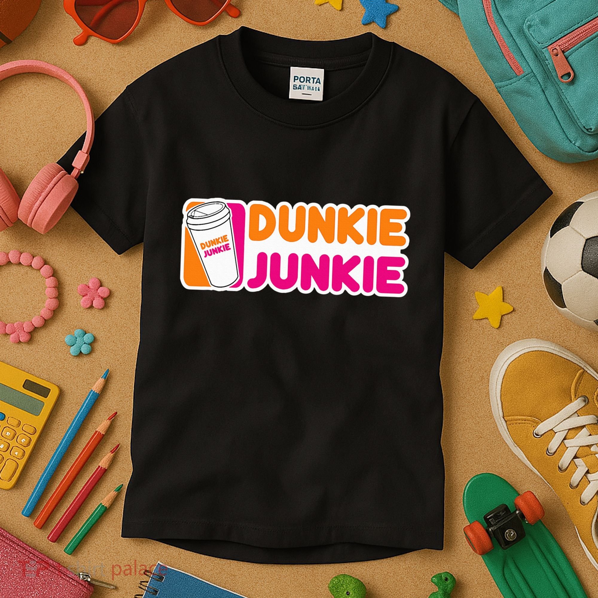 Dunkie Junkie Coffee Love Funny Coffee Saying Kids T-Shirt