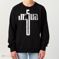 Distressed Jesus Cross Christian Religious Tee Women's Sweatshirt thumb 0
