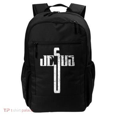 Distressed Jesus Cross Christian Religious Tee Backpack