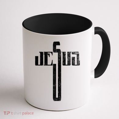 Distressed Jesus Cross Christian Religious Tee Coffee Mug back