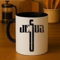 Distressed Jesus Cross Christian Religious Tee Coffee Mug thumb 4