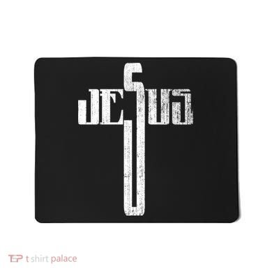 Distressed Jesus Cross Christian Religious Tee Mousepad