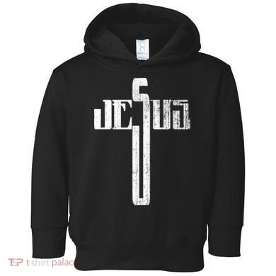 Distressed Jesus Cross Christian Religious Tee Toddler Hoodie