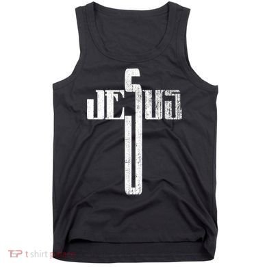 Distressed Jesus Cross Christian Religious Tee Tank Top