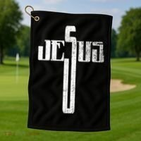 Distressed Jesus Cross Christian Religious Tee Golf Towel thumb 1