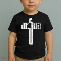 Distressed Jesus Cross Christian Religious Tee Toddler T-Shirt thumb 2