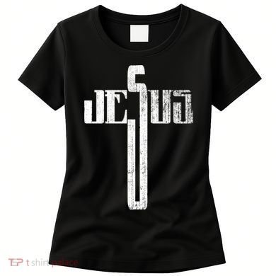 Distressed Jesus Cross Christian Religious Tee Women's T-Shirt