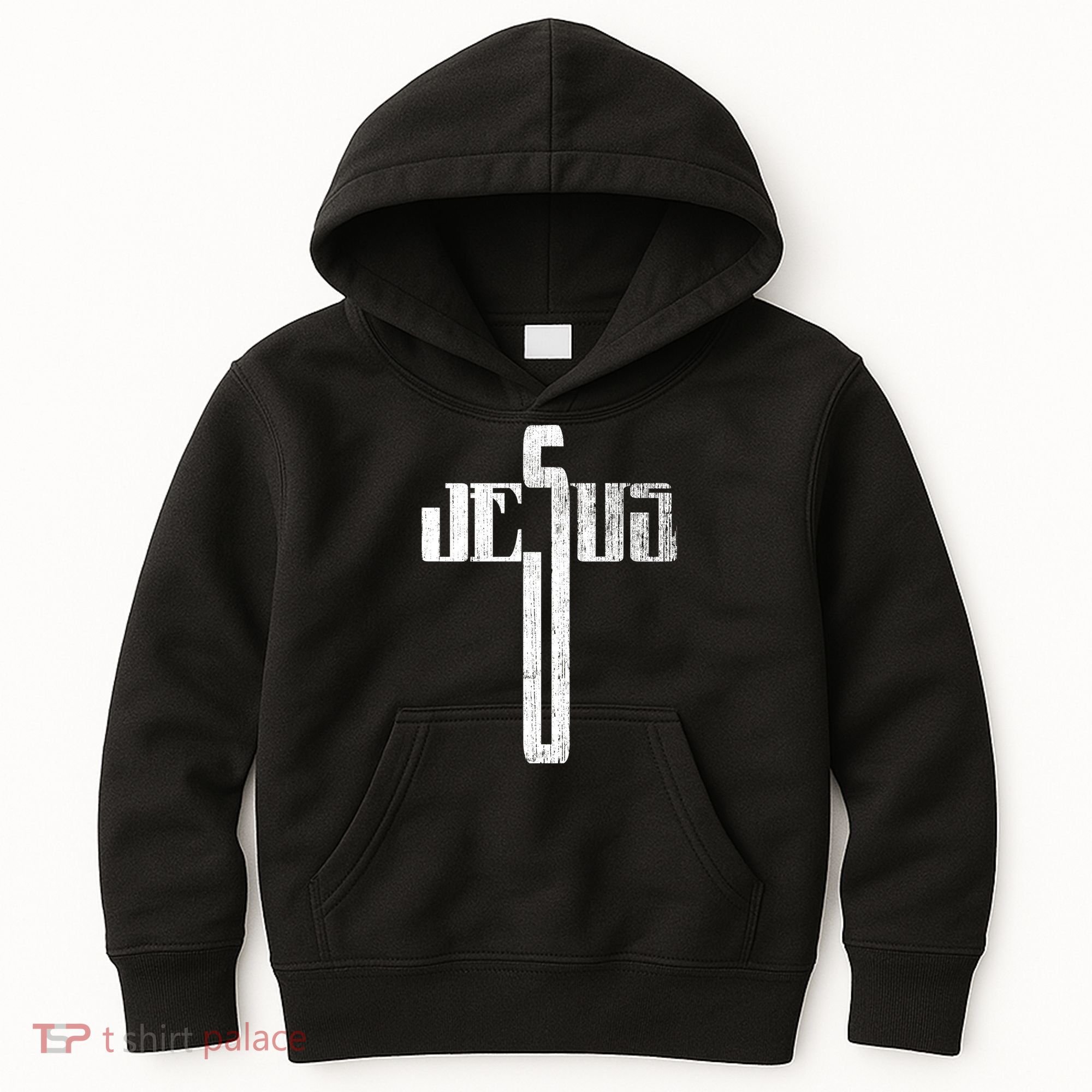 Distressed Jesus Cross Christian Religious Tee Kids Hoodie