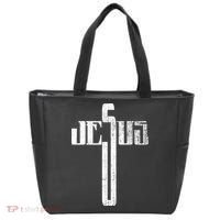 Distressed Jesus Cross Christian Religious Tee Tote Bag thumb 0