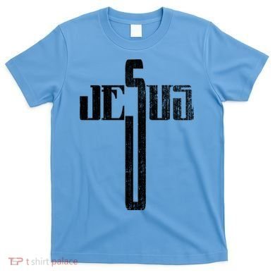 Distressed Jesus Cross Christian Religious Tee T-Shirt