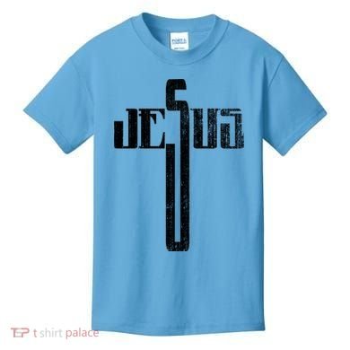 Distressed Jesus Cross Christian Religious Tee Kids T-Shirt