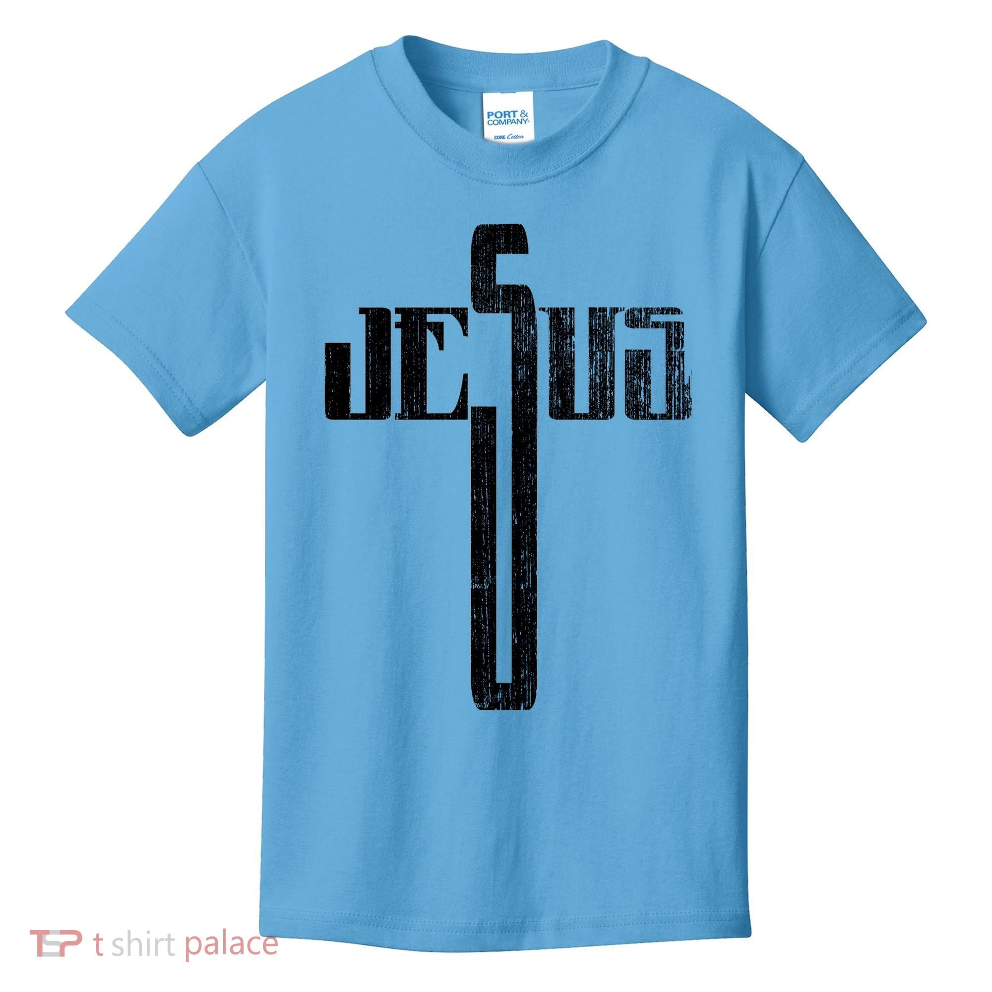 Distressed Jesus Cross Christian Religious Tee Kids T-Shirt