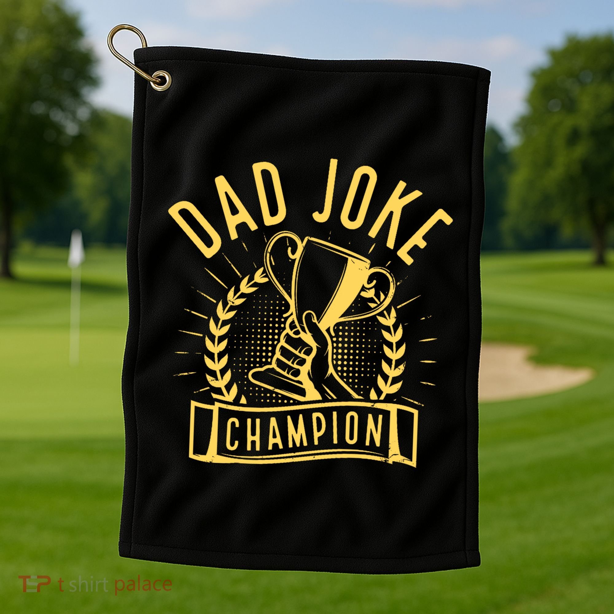 Dad Joke Champion Funny Fathers Day Gift Golf Towel