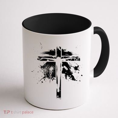 Distressed Jesus Cross Christianity Coffee Mug back