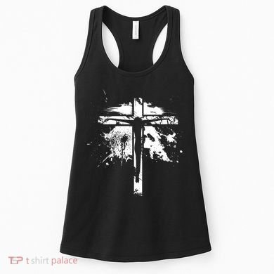 Distressed Jesus Cross Christianity Women's Tank Top