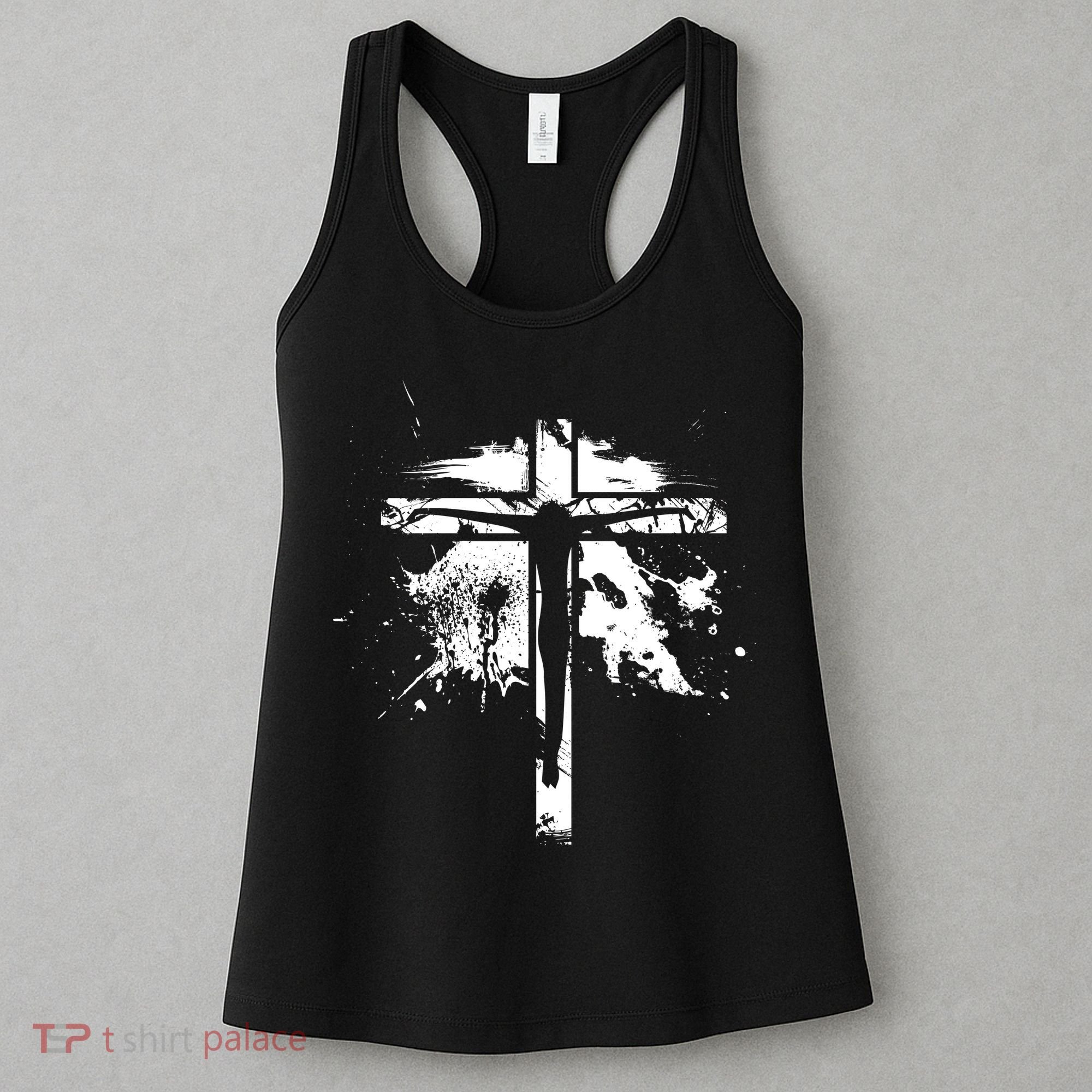 Distressed Jesus Cross Christianity Women's Tank Top
