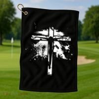 Distressed Jesus Cross Christianity Golf Towel thumb 1
