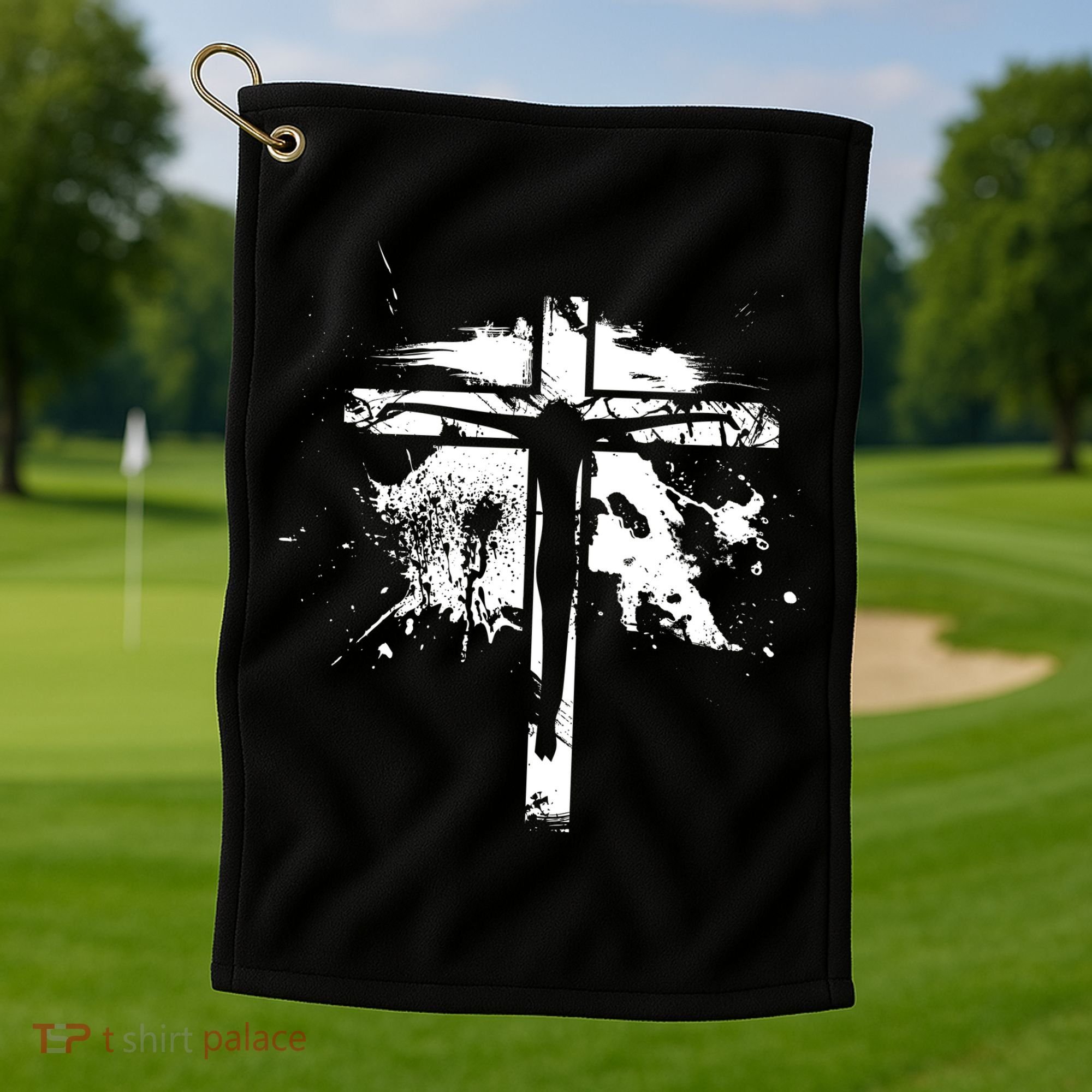 Distressed Jesus Cross Christianity Golf Towel