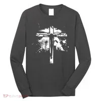 Distressed Jesus Cross Christianity Long Sleeve Shirt thumb 0