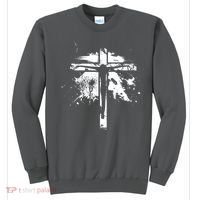 Distressed Jesus Cross Christianity Sweatshirt thumb 0