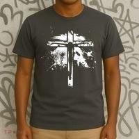 Distressed Jesus Cross Christianity T-Shirt thumb 3