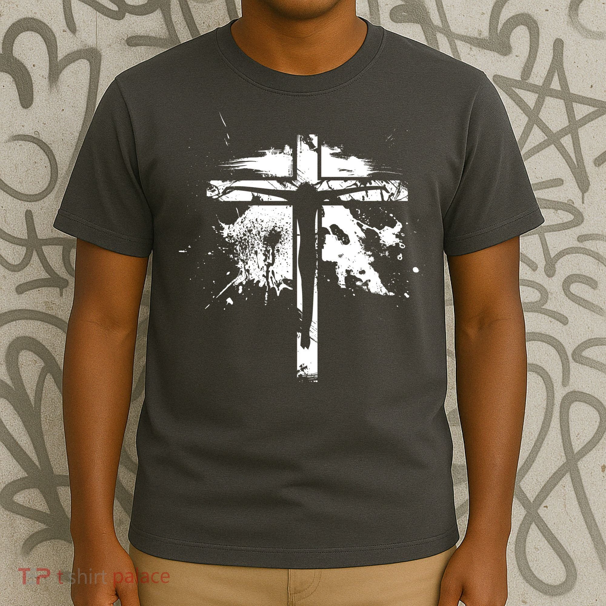 Distressed Jesus Cross Christianity T-Shirt
