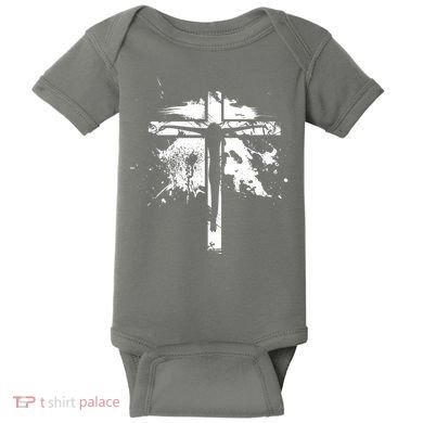 Distressed Jesus Cross Christianity Baby Bodysuit