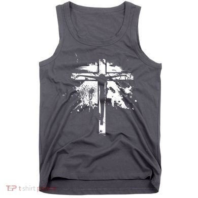 Distressed Jesus Cross Christianity Tank Top