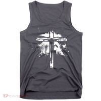 Distressed Jesus Cross Christianity Tank Top thumb 0