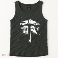 Distressed Jesus Cross Christianity Tank Top thumb 2