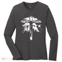 Distressed Jesus Cross Christianity Women's Long Sleeve Shirt thumb 0