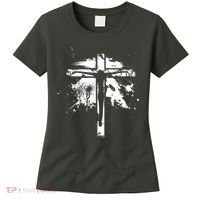 Distressed Jesus Cross Christianity Women's T-Shirt thumb 0