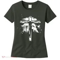 Distressed Jesus Cross Christianity Women's T-Shirt thumb 0