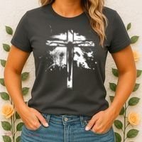 Distressed Jesus Cross Christianity Women's T-Shirt thumb 2