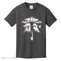 Distressed Jesus Cross Christianity Kids T-Shirt thumb 0