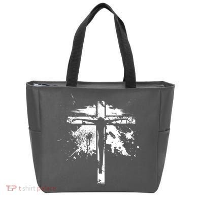 Distressed Jesus Cross Christianity Tote Bag