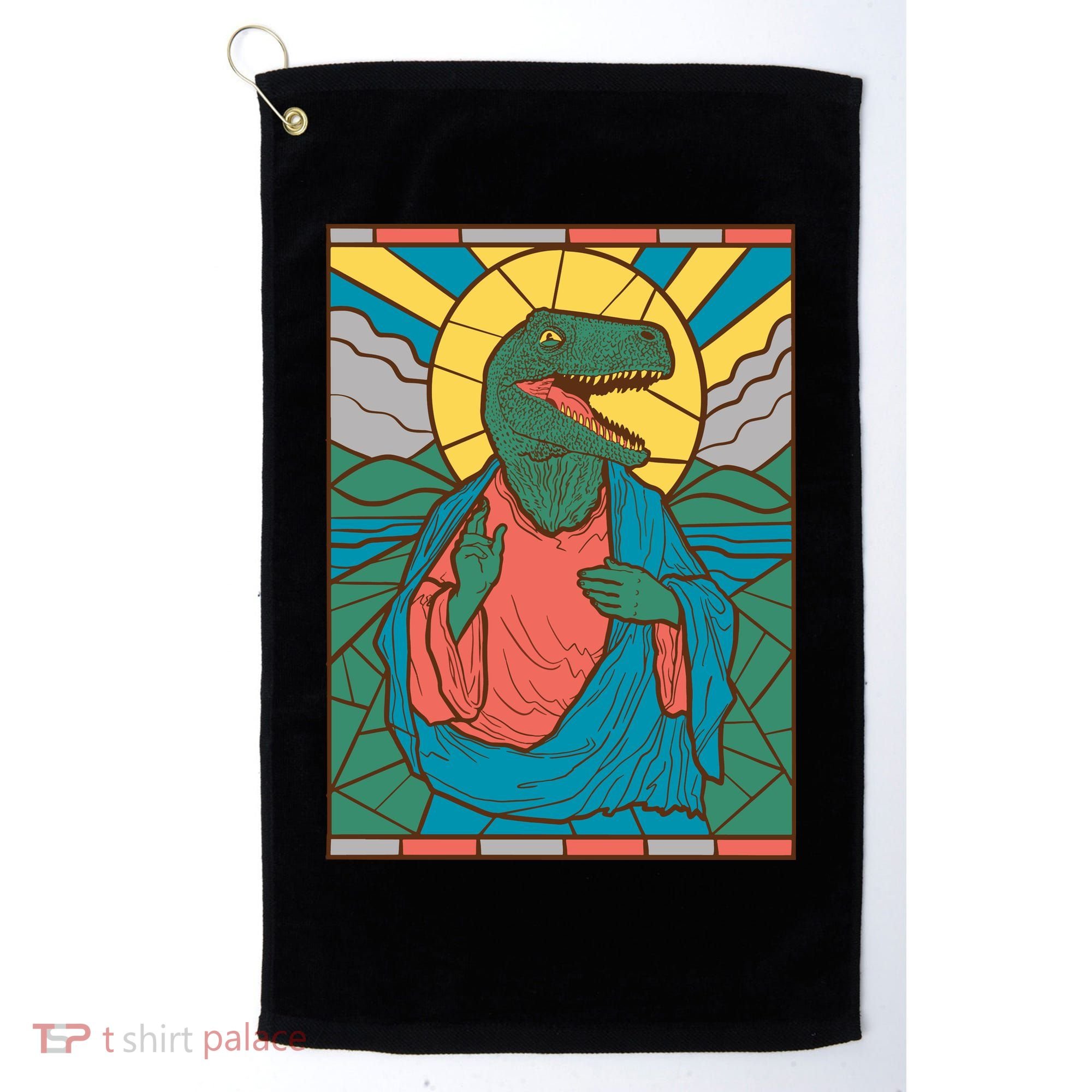 Dinosaur Jesus Golf Towel
