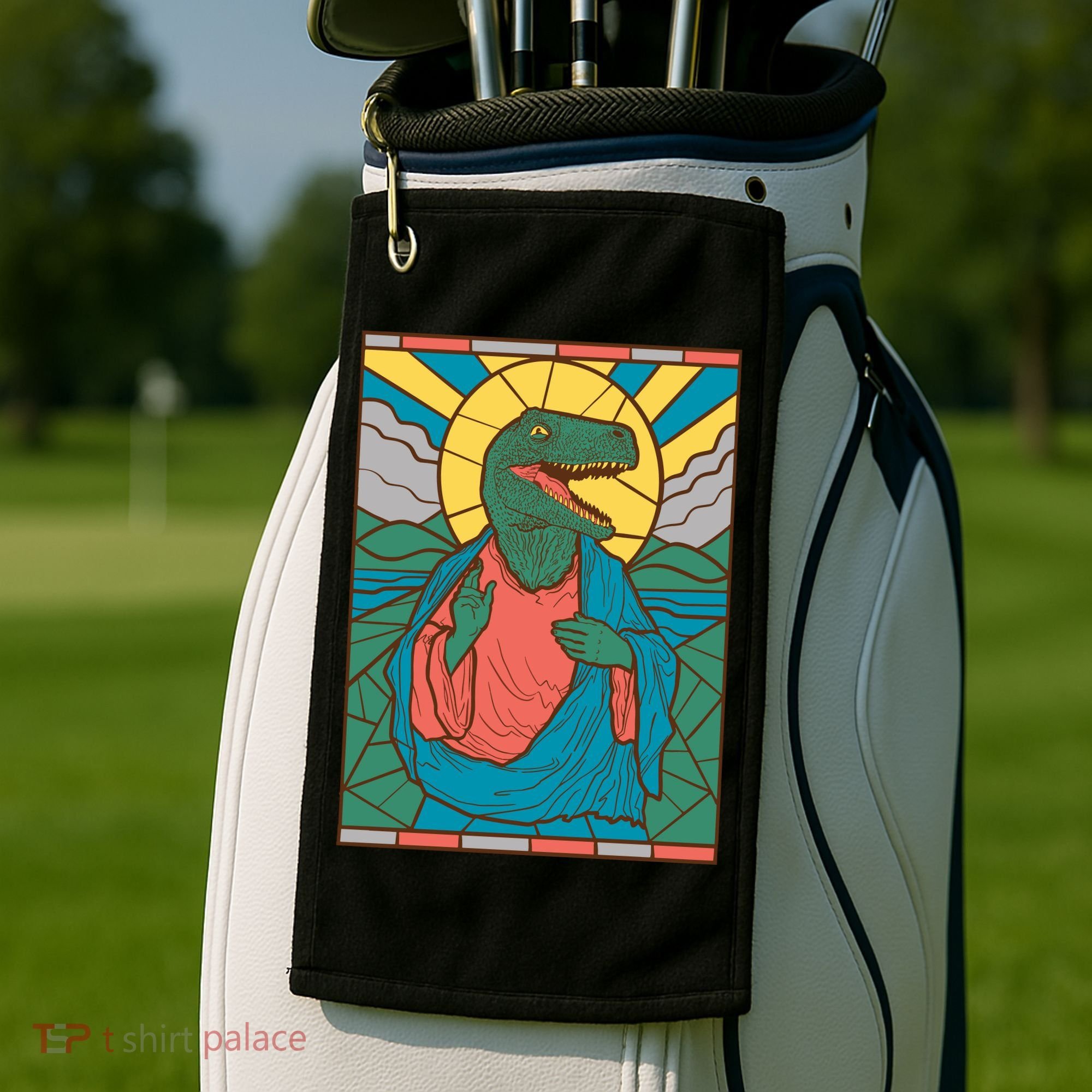Dinosaur Jesus Golf Towel