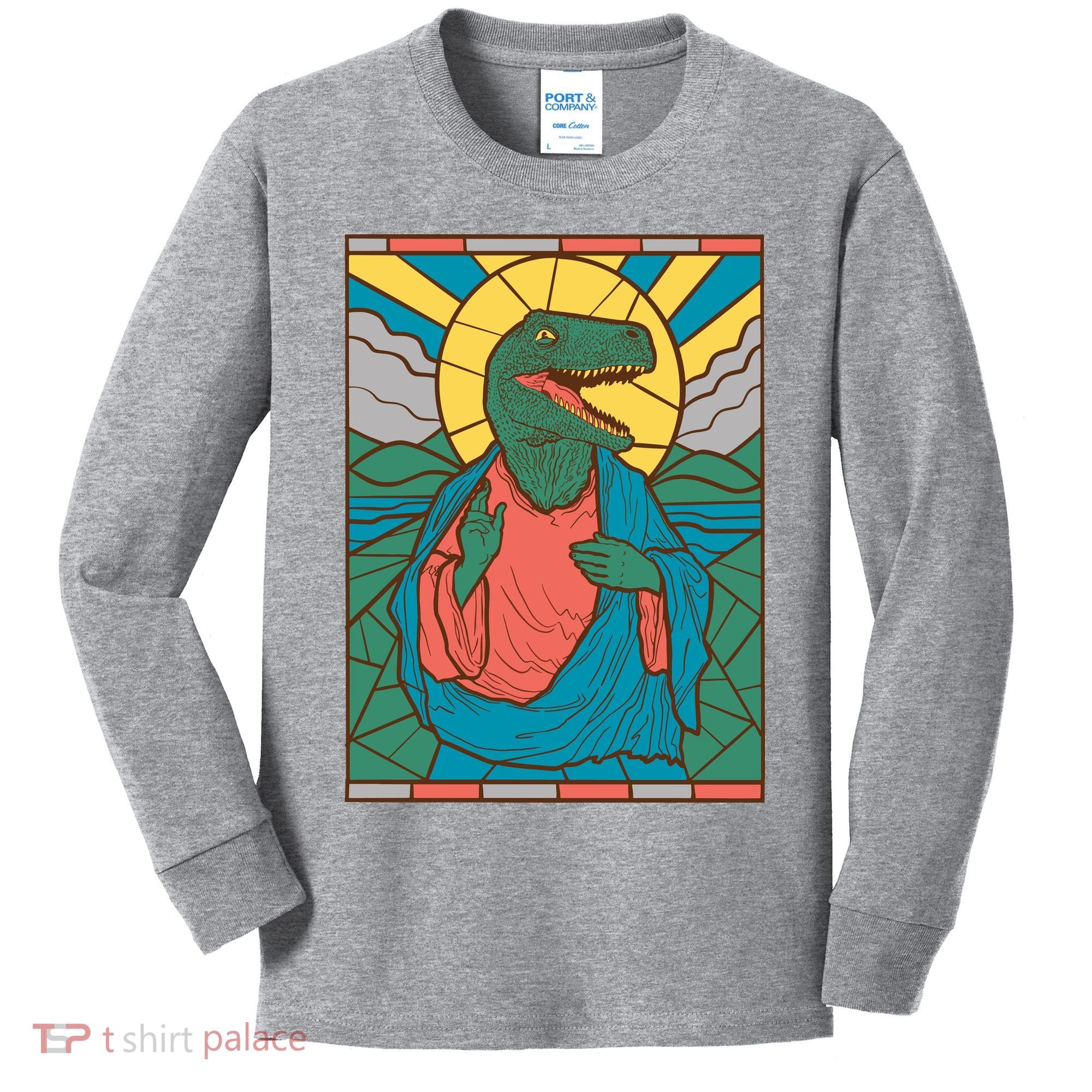 Dinosaur Jesus Kids Long Sleeve Shirt