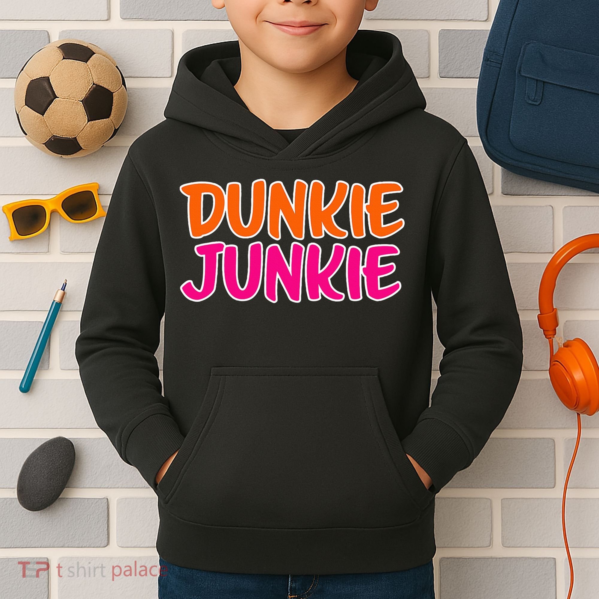 Dunkie Junkie Donut And Coffee Lover Kids Hoodie
